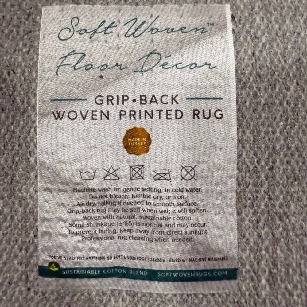 Great Finds Lemon Polka Dot Rug 2x3 Grip Back Washable Yellow White Teal NWT